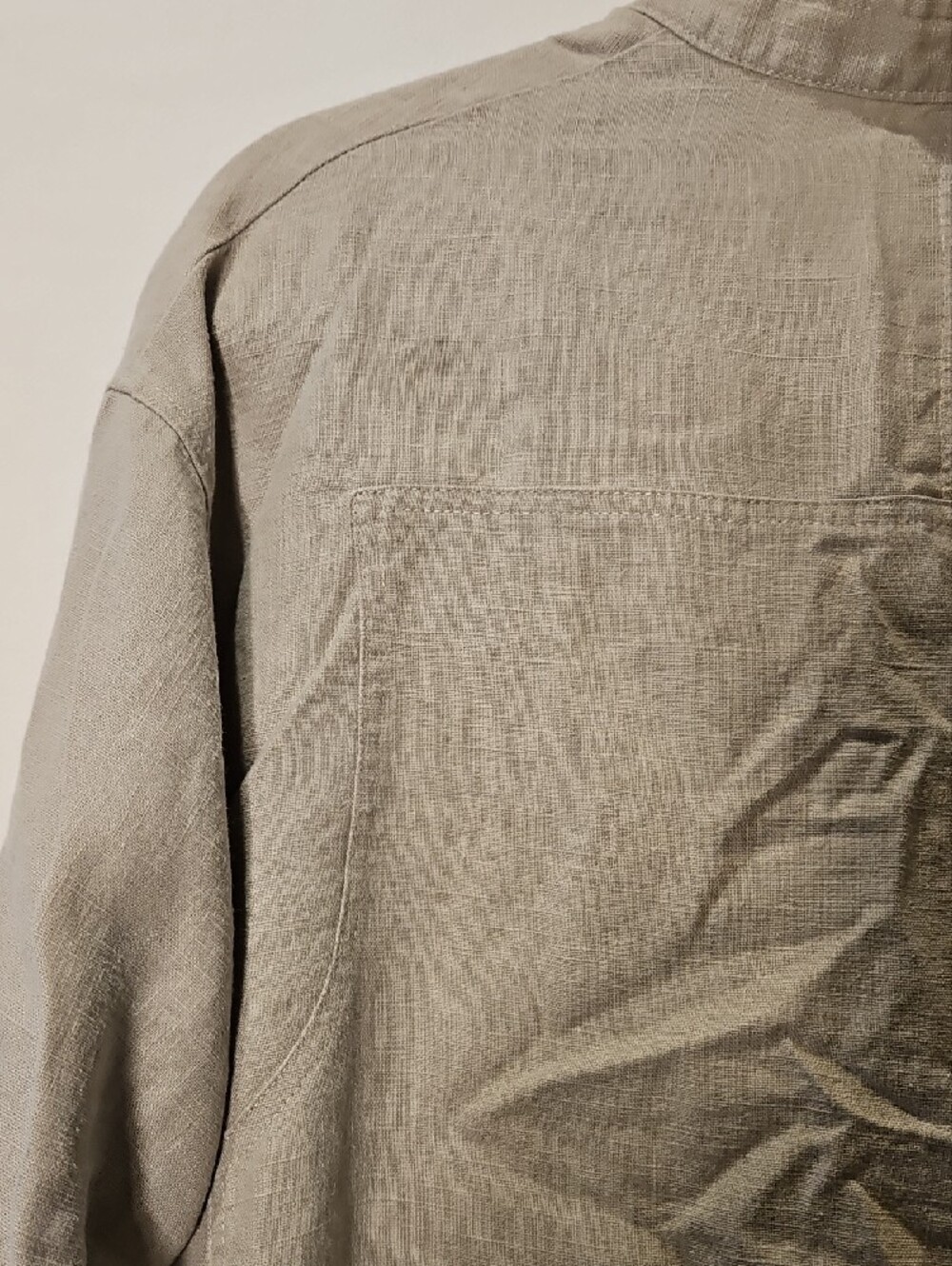 Linen Henley High Quality Construction In Stone Taupe 0013 - Picture 3 of 11